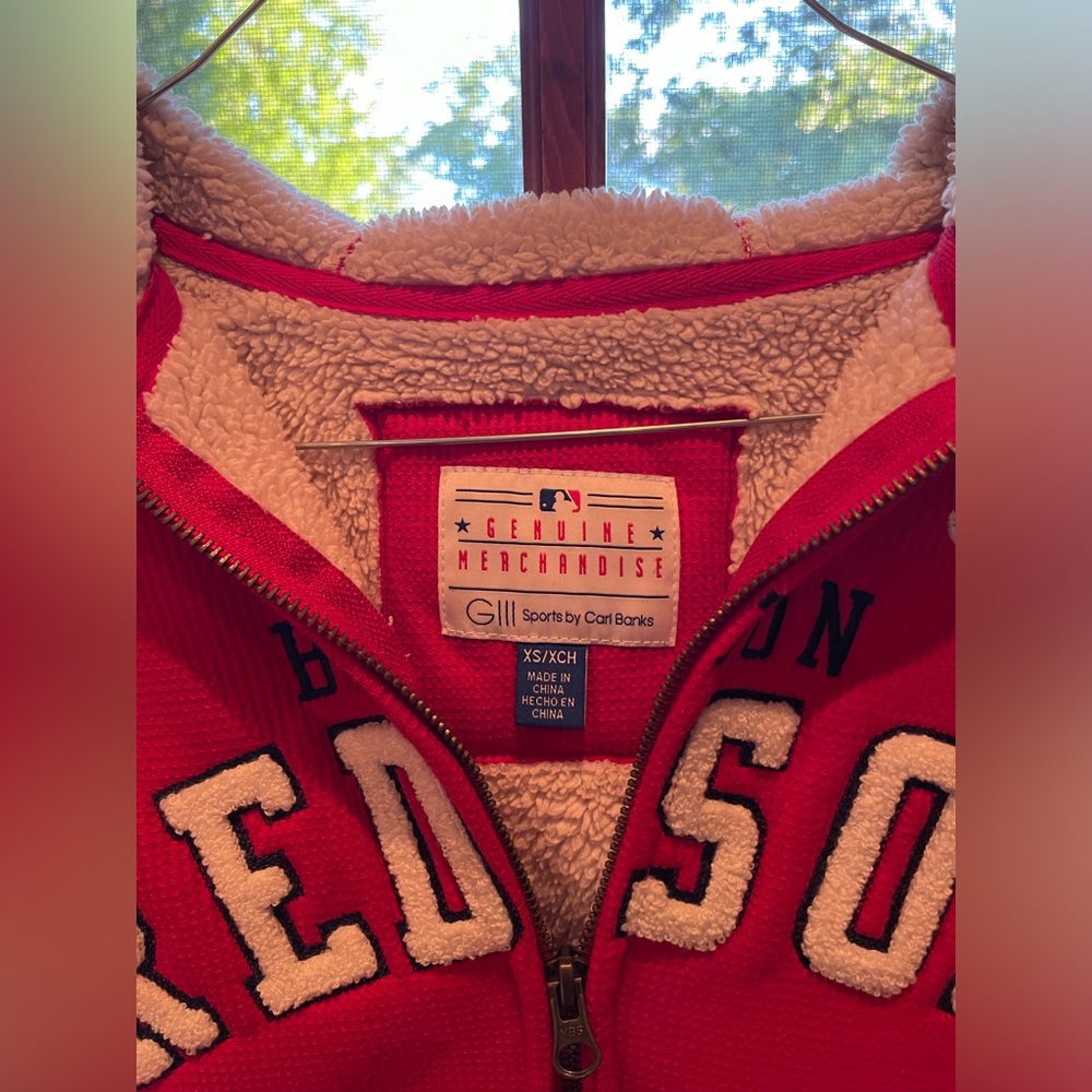 Boston Red Sox Fur Lined Teddy Sweatshirt, Zip-Up - Picture 2 of 7